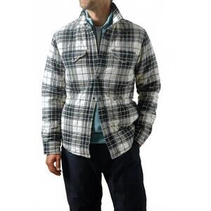 NEW RELWEN quilted flannel shirt jacket in cream/forest tartan